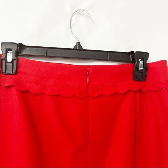 🟢J. Crew Red Ruffle Wool Pencil Skirt Size 2 - Picture 3 of 6